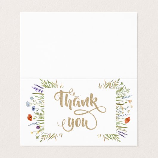 水彩リトルワイルドフラワー牧草地フレーム 名刺 (外部フラット)