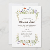 水彩リトルワイルドフラワー牧草地フレーム 招待状 (正面)