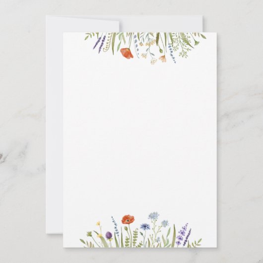 水彩リトルワイルドフラワー牧草地フレーム 招待状 (裏面)