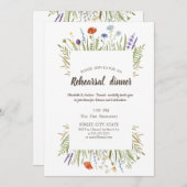 水彩リトルワイルドフラワー牧草地フレーム 招待状 (正面/裏面)