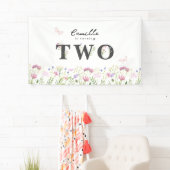 水彩リトルワイルドフラワー誕生日バナー 横断幕 (インサイチュ)