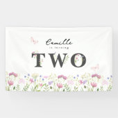 水彩リトルワイルドフラワー誕生日バナー 横断幕 (横)