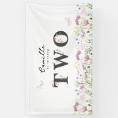 水彩リトルワイルドフラワー誕生日バナー 横断幕 (縦)