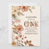 水彩リトルワイルドフラワー1st誕生日 招待状 (正面)