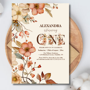 水彩リトルワイルドフラワー1st誕生日 招待状