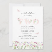 水彩リトルワイルドフラワー2nd誕生日 招待状 (正面)