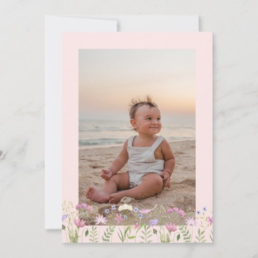 水彩リトルワイルドフラワー2nd誕生日 招待状 (裏面)