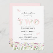 水彩リトルワイルドフラワー2nd誕生日 招待状 (正面/裏面)