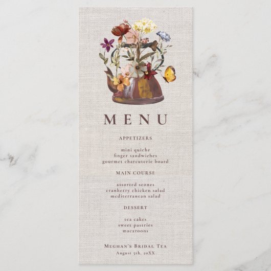 水彩リネンワイルドフラワーティーパーティー メニュー (正面)