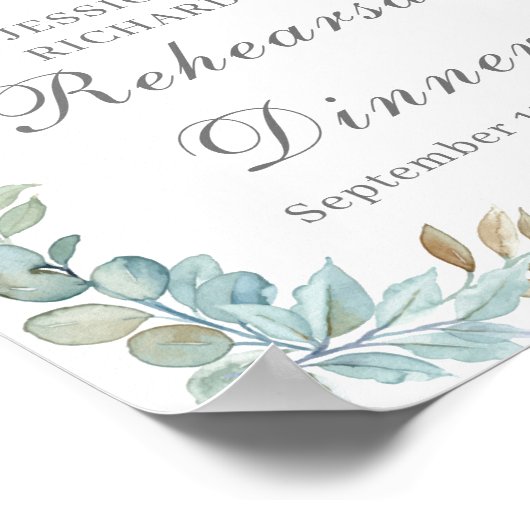 水彩リハーサルディナーウェルカムポスターサイン ポスター (角)