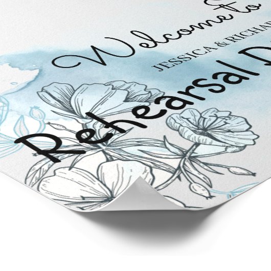 水彩リハーサルディナーウェルカムポスターサイン ポスター (角)