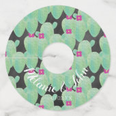 水彩リピートサボテン - カップル名 ワイングラスタグ (正面)