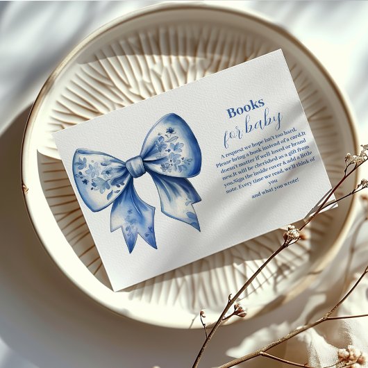 水彩リボンほこりっぽいブルーボウベビー エンクロージャーカード