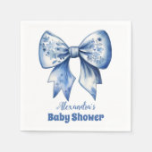 水彩リボンほこりっぽいブルーボウ スタンダードカクテルナプキン (正面)