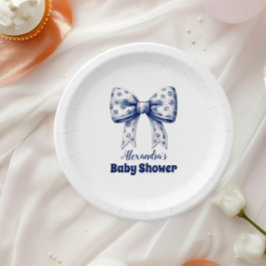 水彩リボンほこりっぽいブルーボウ ペーパープレート