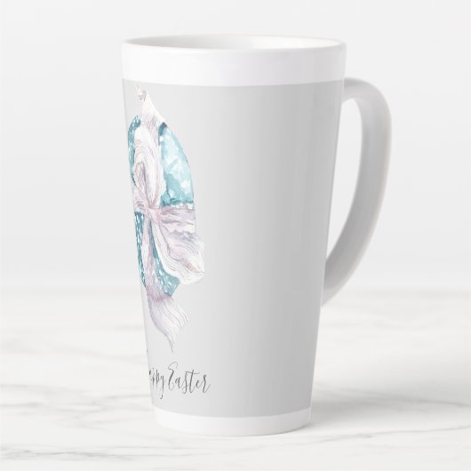 水彩リボン包まれた卵イースター カフェラテマグ (右アングル)