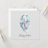水彩リボン包まれた卵イースター カード (正面/裏面インサイチュ)
