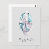 水彩リボン包まれた卵イースター ポストカード (正面/裏面)