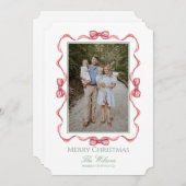 水彩リボン クリスマスカード 招待状 (正面/裏面)