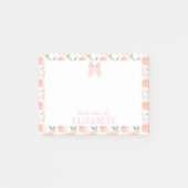 水彩リボン 花柄 子供用 個人名入り 弁当メモ ポストイット (正面)