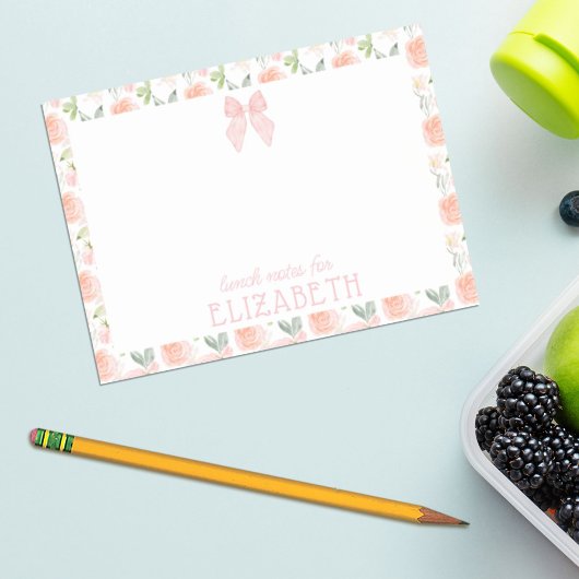 水彩リボン 花柄 子供用 個人名入り 弁当メモ ポストイット