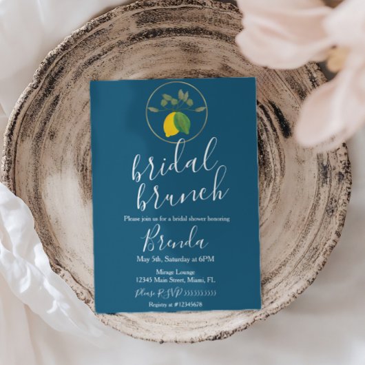 水彩リモンシロライムレモンブライダルシャワーB 招待状