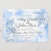 水彩リリーの青 招待状 (正面/裏面)