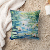 水彩リリーポンドセレニティ クッション (ブランケット)