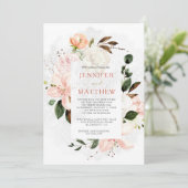 水彩リリー、バラ、牡丹、マグノリア 招待状 (スタンド正面)