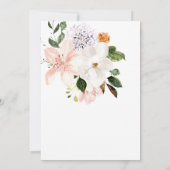 水彩リリー、バラ、牡丹、マグノリア 招待状 (裏面)