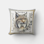 水彩リンクス大きな猫 クッション (正面)