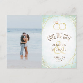 水彩リングや輪幾何写真保存日付 インビテーションポストカード