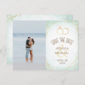 水彩リングや輪幾何写真保存日付 インビテーションポストカード (正面/裏面)