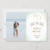 水彩リングや輪幾何写真保存日付 マグネット招待状 (正面)