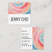 水彩リングや輪抽象芸術ミニマリストソーシャルメディア スクエア名刺 (正面/裏面)