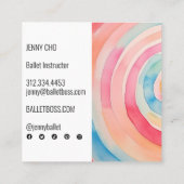 水彩リングや輪抽象芸術ミニマリストソーシャルメディア スクエア名刺 (裏面)