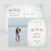 水彩リング幾何学写真Save The Date インビテーションポストカード (正面/裏面)