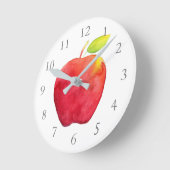 水彩リンゴ ラウンド壁時計 (傾斜)