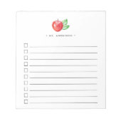 水彩リンゴ |リストのチェックリスト ノートパッド (正面)