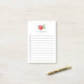 水彩リンゴ |リストのチェックリスト ポストイット (デスク上)