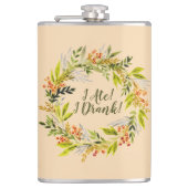 水彩リースとおもしろい文字 フラスク (正面)