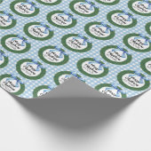 水彩リースとブルーボウクリスマス ラッピングペーパー (角)