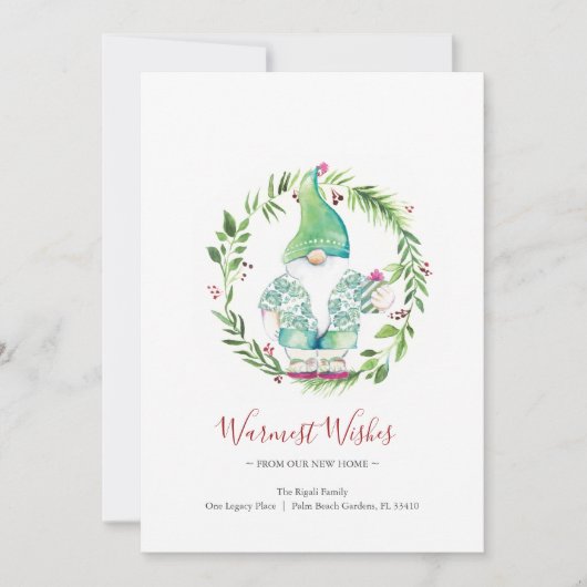 水彩リースと格言ホリデーニューアドレス シーズンカード (正面)