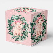水彩リースと赤ちゃんピグガール赤ちゃんシャワー フェイバーボックス (裏面サイド)
