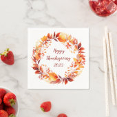 水彩リースのカラフル紅葉 スタンダードカクテルナプキン (インサイチュ)