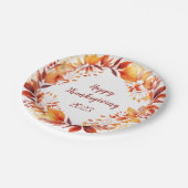 水彩リースのカラフル紅葉 ペーパープレート (アングル)