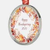 水彩リースのカラフル紅葉 メタルオーナメント (左)