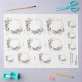 水彩リースの緑と葉 薄葉紙 (クラフト)