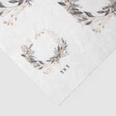 水彩リースの緑と葉 薄葉紙 (詳細)