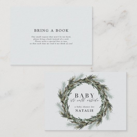 水彩リースの赤ちゃんシャワーが本を持ってくる ノートカード (正面/裏面)